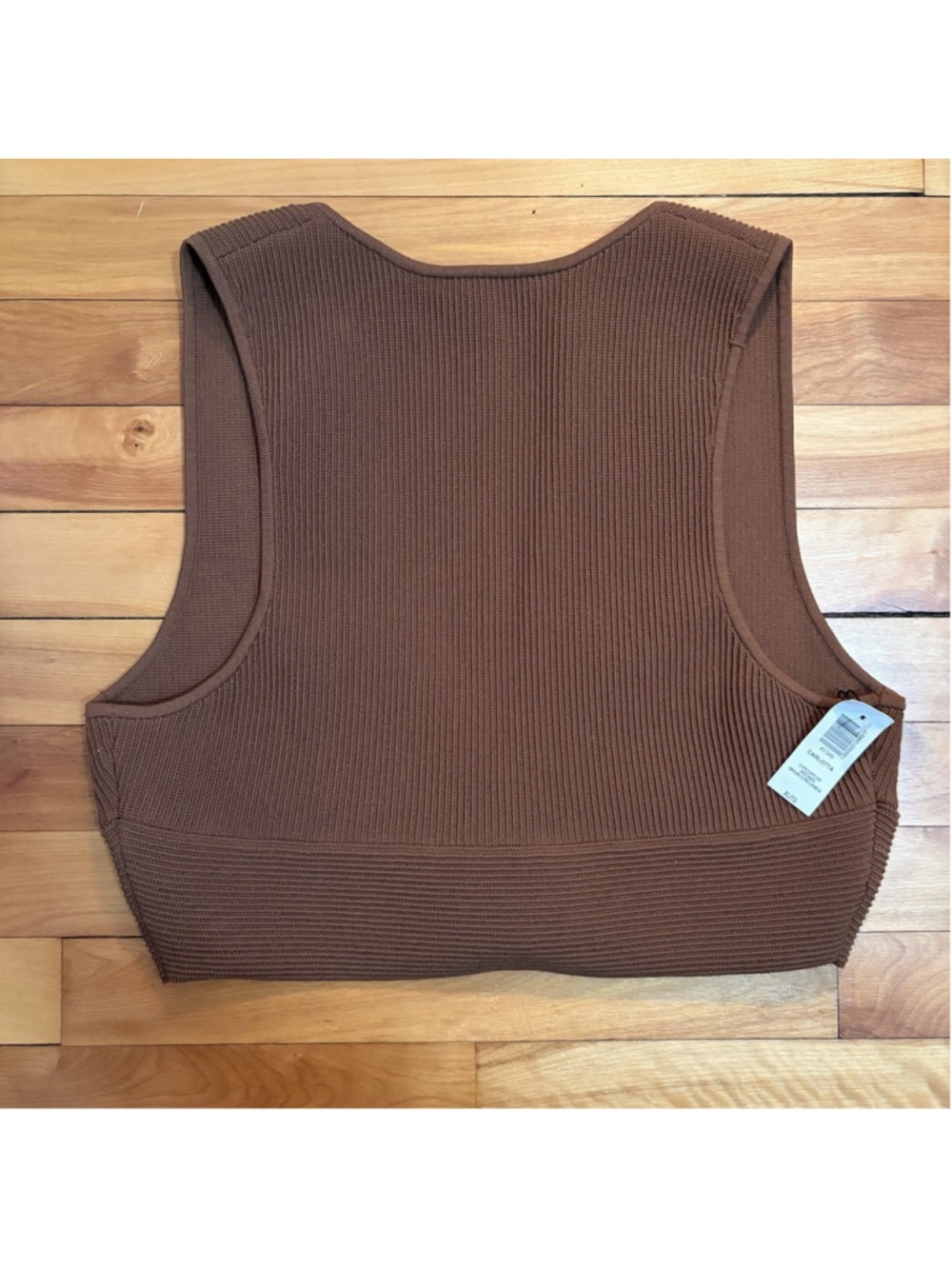 Aritzia Babaton Brown Sculpt Knit Deep V Tank - Size XL ✨ NWT - Picture 3 of 9